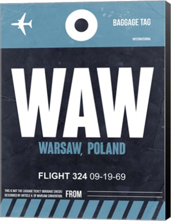 Framed WAW Warsaw Luggage Tag II Print