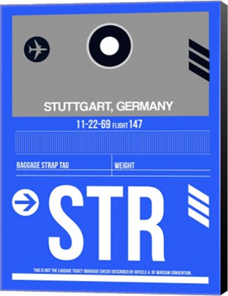 Framed STR Stuttgart Luggage Tag II Print