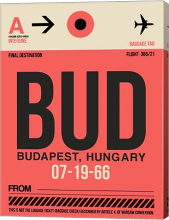 Framed BUD Budapest Luggage Tag I Print