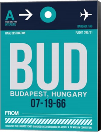Framed BUD Budapest Luggage Tag II Print
