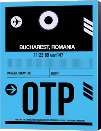 Framed OTP Bucharest Luggage Tag II Print