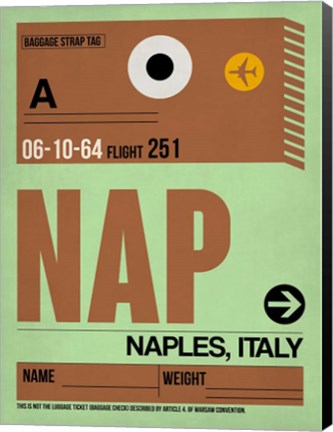 Framed APF Naples Luggage Tag I Print