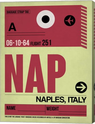 Framed APF Naples Luggage Tag II Print