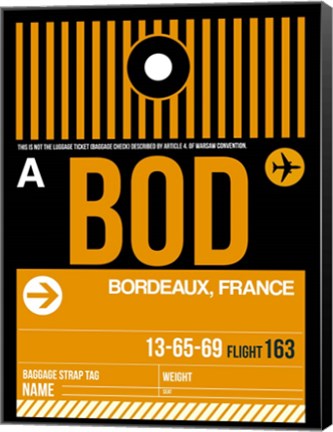 Framed BOD Bordeaux Luggage Tag II Print