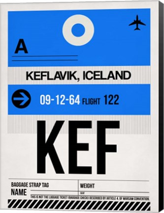 Framed KEF Keflavik Luggage Tag I Print