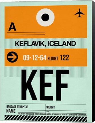 Framed KEF Keflavik Luggage Tag II Print