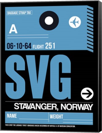 Framed SVG Stavanger Luggage Tag II Print