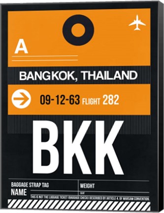 Framed BKK Bangkok Luggage Tag I Print