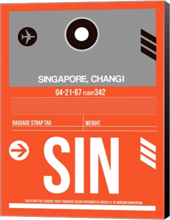 Framed SIN Singapore Luggage Tag II Print