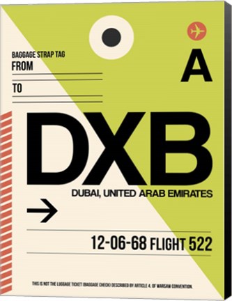Framed DXB Dubai Luggage Tag I Print