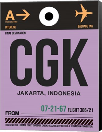 Framed CGK Jakarta Luggage Tag I Print