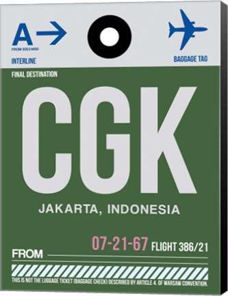 Framed CGK Jakarta Luggage Tag II Print