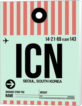 Framed ICN Seoul Luggage Tag I Print