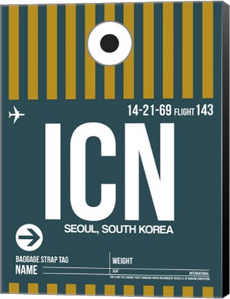 Framed ICN Seoul Luggage Tag II Print