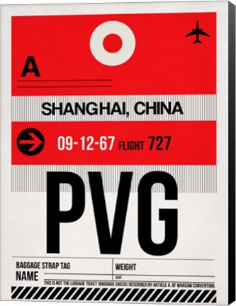 Framed PVG Shanghai Luggage Tag I Print
