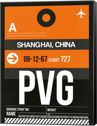 Framed PVG Shanghai Luggage Tag II Print