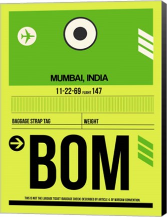 Framed BOM Mumbai Luggage Tag I Print