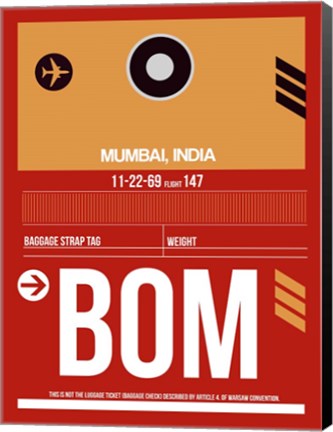 Framed BOM Mumbai Luggage Tag II Print