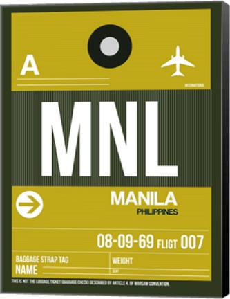 Framed MNL Manila Luggage Tag II Print