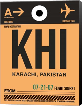 Framed KHI Karachi Luggage Tag I Print