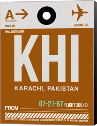 Framed KHI Karachi Luggage Tag II Print