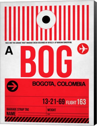 Framed BOG Bogota Luggage Tag I Print