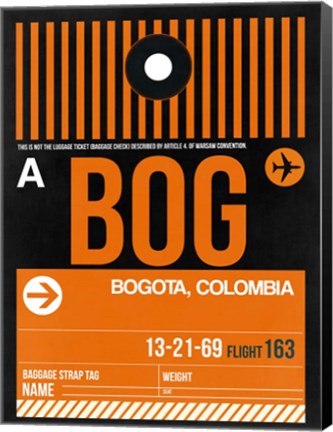 Framed BOG Bogota Luggage Tag II Print