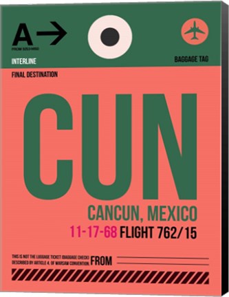 Framed CUN Cuncun Luggage Tag II Print