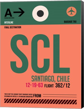 Framed SCL Santiago Luggage Tag I Print