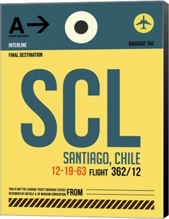 Framed SCL Santiago Luggage Tag II Print