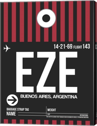 Framed EZE Buenos Aires Luggage Tag II Print