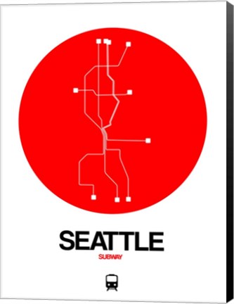 Framed Seattle Red Subway Map Print