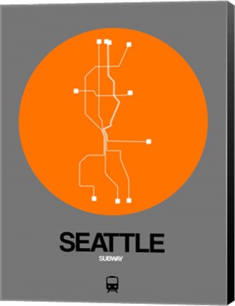 Framed Seattle Orange Subway Map Print