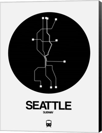 Framed Seattle Black Subway Map Print