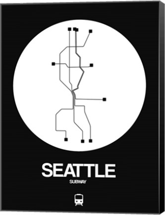 Framed Seattle White Subway Map Print