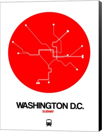 Framed Washington D.C. Red Subway Map Print