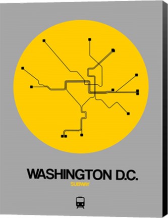 Framed Washington D.C. Yellow Subway Map Print