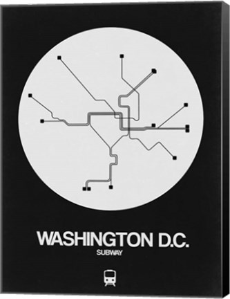 Framed Washington D.C. White Subway Map Print