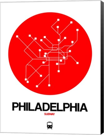 Framed Philadelphia Red Subway Map Print