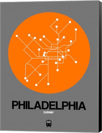 Framed Philadelphia Orange Subway Map Print
