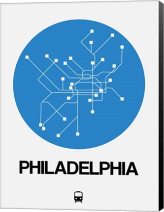 Framed Philadelphia Blue Subway Map Print