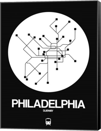 Framed Philadelphia White Subway Map Print