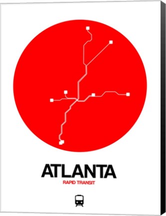 Framed Atlanta Red Subway Map Print