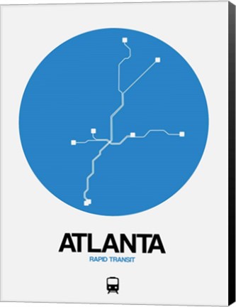 Framed Atlanta Blue Subway Map Print