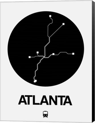 Framed Atlanta Black Subway Map Print