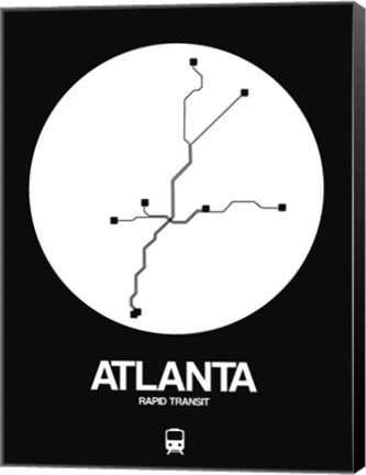 Framed Atlanta White Subway Map Print