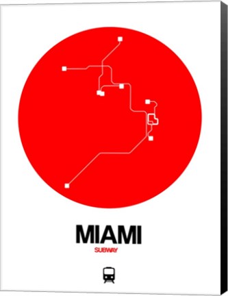 Framed Miami Red Subway Map Print