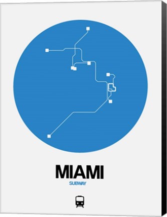 Framed Miami Blue Subway Map Print