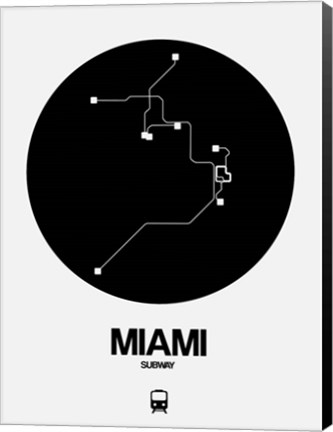 Framed Miami Black Subway Map Print