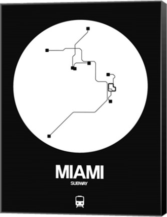 Framed Miami White Subway Map Print